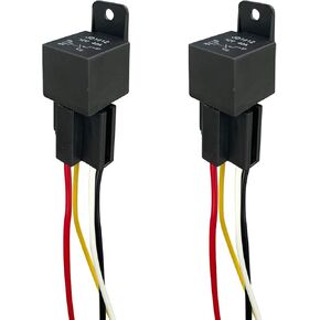 2PCS 5 Pin Relay with Harness, SPST 12AWG Waterproof Relay Socket with Color-Labeled Wires, 12V 40A Harness Socket, Universal Car Accessories for Automotive, Motorcycle, Truck