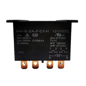 841-S-2A-F-C1-H 12VDC/ 277VAC 25A 6 Pins Multi-Purpose Automotive Relay with Dust Cover Quick Terminal