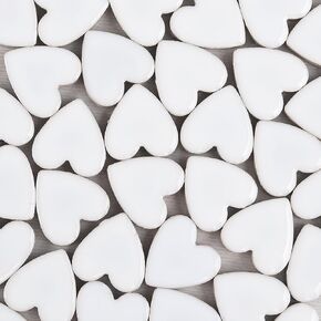 LiFschal Mosaic Tiles Stained Glass, Heart Shape Ceramic Mosaic Making with Handmade for DIY Art Crafts，Home Decorations -About 24Pcs 100G(0.22LB),White