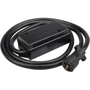 6ft 7 Way Trailer Plug Heavy Duty Inline Trailer Cord with Junction Box, 10AWG Cable for Easy Weatherproof Installation by LifeSupplyUSA
