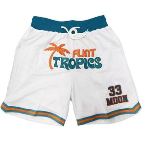 Men's 33 Jackie Moon Sport Pants Flint Tropics Semi Pro Movie Basketball Shorts Stitched,Classic Collection Gifts for Fans