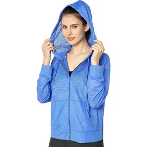 Women's Long Sleeve Mesh Hoody Sheer Hooded Sweatshirt Lightweight Athletic Jacket Zip Up Sheer Hoodie