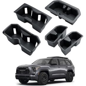 2025 Sequoia Cup Holder Set - for 2023-2025 Toyota Sequoia Cup Holder Insert - 5 Pcs TPE Cup Holders for 2023-2025 Sequoia(SR/Limited/Platinum/TRD Pro/1794 Edition/Capstone) Accessories