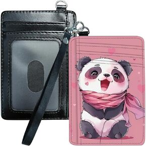 Credit Card Holder for Women, RFID Wallet Women with Wrist Rope Set, PU Leather Small Womens Wallet Slim Card Organizer Gifts Girls for Travel Home Shopping Business, Leopard Cow Print