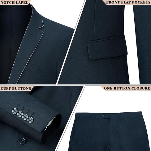 Men's Suit Slim Fit 2 Piece Suits for Men, Two Button Blazer Jacket Pants Set with Tie for Wedding Business Dinner in Saudi Arabia