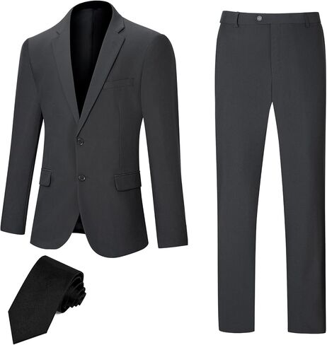 Men's Suit Slim Fit 2 Piece Suits for Men, Two Button Blazer Jacket Pants Set with Tie for Wedding Business Dinner in Saudi Arabia