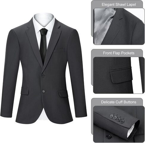 Men's Suit Slim Fit 2 Piece Suits for Men, Two Button Blazer Jacket Pants Set with Tie for Wedding Business Dinner in Saudi Arabia