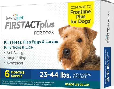 FirstAct Plus Flea Treatment for Dogs, Medium Dogs 23-44 lbs, 3 Doses, Same Active Ingredients as Frontline Plus Flea and Tick Prevention for Dogs in Saudi Arabia