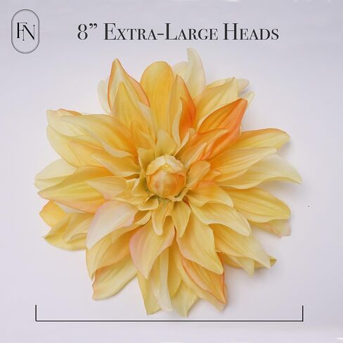 Artificial Mauve Dahlia 6 Large Heads with Stem Faux Fake Silk Flower Decor for Vase Bouquet Home Living Room Indoor Outdoor Wedding Spring Summer All Seasons DIY Decoration Arrangement in Kuwait