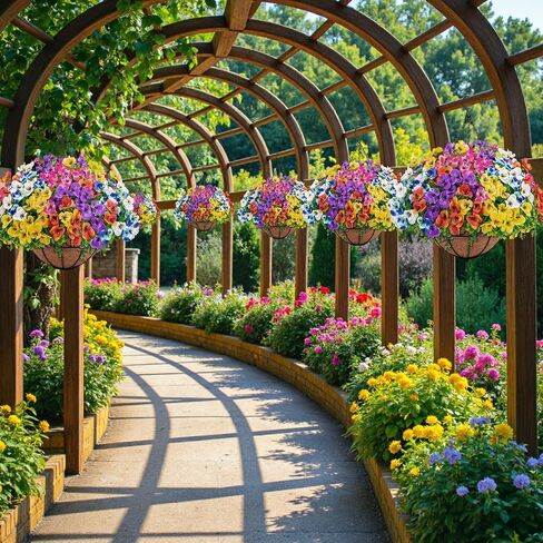 Artificial Hanging Flowers with Baskets for Outdoors, Fake Silk Pansy Flowers UV Resistant Faux Hanging Plants for Front Porch Patio Yard Home Spring Summer Decoration, Multicolor in Saudi Arabia