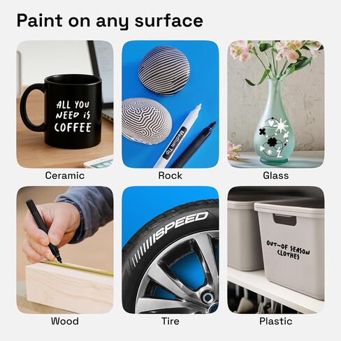 ARTISTRO 2 White Permanent Marker - Waterproof Markers for Tire, Fabric, Rocks, Glass, Ceramic, Wood, Paper - Oil Based Paint Pens - Extra-Fine Tip 0.7mm in Kuwait