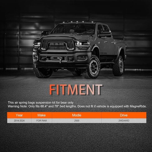 Deeagle 57289 مجموعة تعليق الأكياس الهوائية لعام 2014-2025 دودج RAM 2500 2WD 4WD ، حتى 5000 رطل من سعة تسوية التحميل ، وسائد هوائية مساعدات خلفية للشاحنات in Kuwait