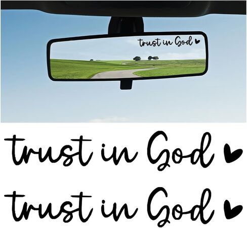 2PCS Trust in God Car Rearview Mirror Decal, Auto Rear View Mirror Vinyl Decal, Decorative Vehicle Window Self Affirmations Stickers Accessories, Universal for RV, SUV, Truck (Pink) in Kuwait