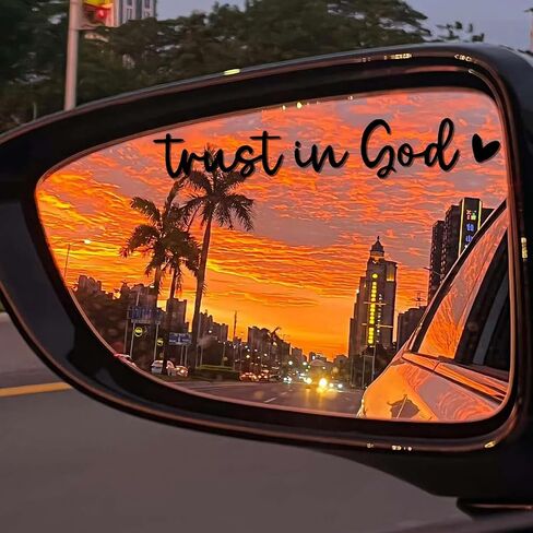2PCS Trust in God Car Rearview Mirror Decal, Auto Rear View Mirror Vinyl Decal, Decorative Vehicle Window Self Affirmations Stickers Accessories, Universal for RV, SUV, Truck (Pink) in Kuwait