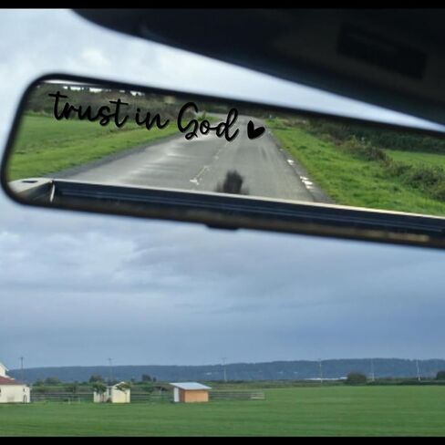 2PCS Trust in God Car Rearview Mirror Decal, Auto Rear View Mirror Vinyl Decal, Decorative Vehicle Window Self Affirmations Stickers Accessories, Universal for RV, SUV, Truck (Pink) in Kuwait