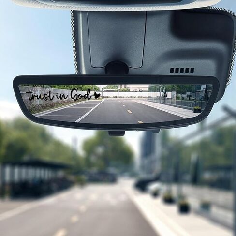 2PCS Trust in God Car Rearview Mirror Decal, Auto Rear View Mirror Vinyl Decal, Decorative Vehicle Window Self Affirmations Stickers Accessories, Universal for RV, SUV, Truck (Pink) in Kuwait