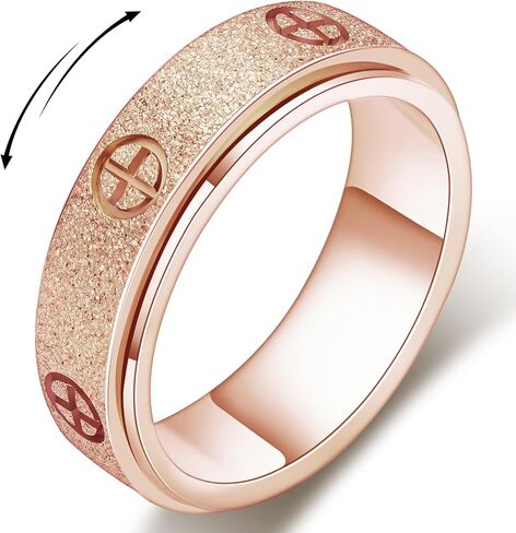 Dainty Gold Fidget Rings for Women: Stunning Fidget Toys & Fidget Spinners for Adults -18K Gold Plated Cross Rings, Love Ring & Eternity Band for Couples in Kuwait