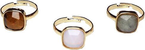 3pcs/set Mix Color Boho Natural Stone Adjustable Rings for Women Wedding Engagement Square Gem Gemstone Birthstone Crystal Ring Jewelry in Saudi Arabia