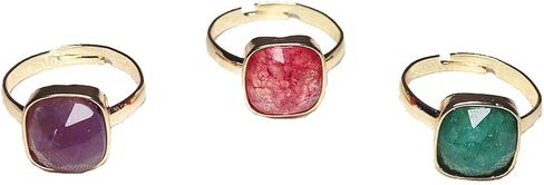 3pcs/set Mix Color Boho Natural Stone Adjustable Rings for Women Wedding Engagement Square Gem Gemstone Birthstone Crystal Ring Jewelry in Saudi Arabia