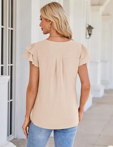 Simplefun Womens Dary Tops Tops Shuffle Short Sleeve أعمال العمل البلوزات ضد القمصان الصيفية الرقبة in Kuwait