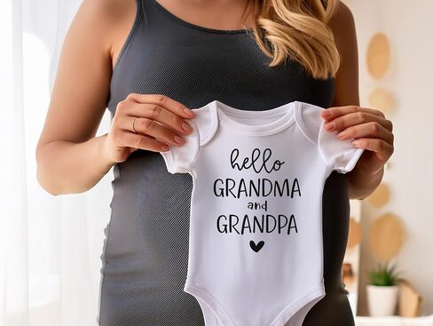 Hello Grandma & Grandpa Surprise Pregnancy Announcement Infant Bodysuit - Surprise Gift For Grandparents-to-be (White) in Saudi Arabia