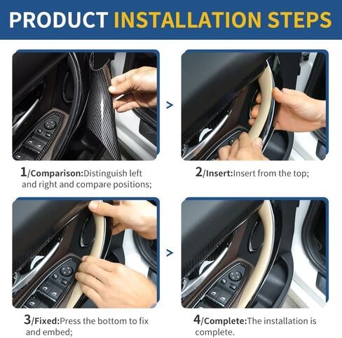 2pcs من السهل تثبيت Car Interior Door Hand Handle Cover ملاءمة لـ BMW 3 Series 320،328،330،335 ، F30 ، F31 ، F34 ، F80 ، M3 و 4 Series 418،420،428،435 ، F32 ، F36 ، F82 ، F83 ، M4 2012-2018 LEFT+LEBLE in Kuwait