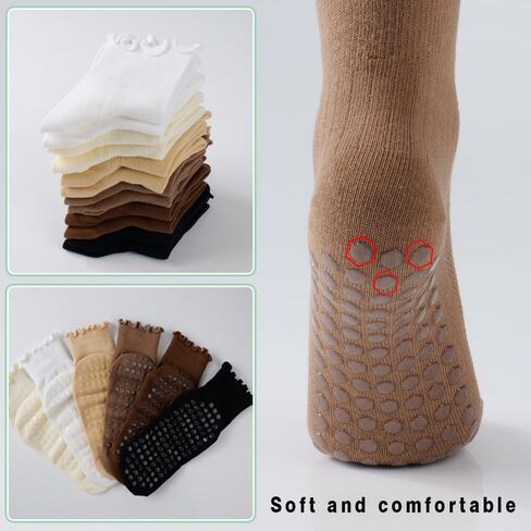 6-Pack Mesh Pilates Socks: Cute Woman Grip Socks for Yoga Girls Aged 18-28 - Breathable Ruffle for Barre & Gym in Kuwait