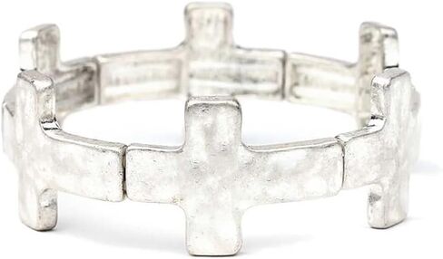Rosemarie's Religious Gifts Women's Statement Cross Charms Stretch Bangle Bracelet, 6.5" in Saudi Arabia