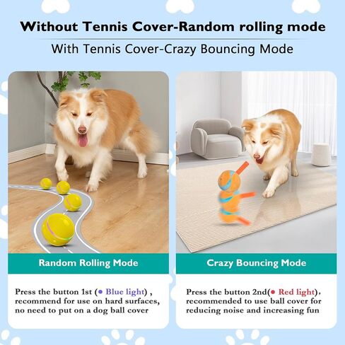 Dog Balls,The 3rd Generation Interactive Toys for Puppy/Small/Medium/Large Dogs,Improved Dog Rolling Effect Tennis Ball with Strap, Tough Motion Activated Automatic Moving Dog Ball Toys in Saudi Arabia