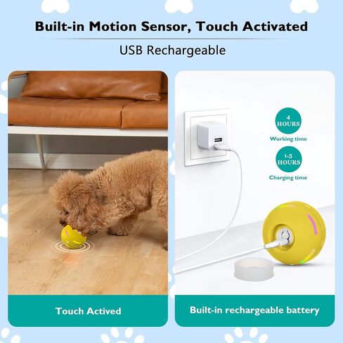 Dog Balls,The 3rd Generation Interactive Toys for Puppy/Small/Medium/Large Dogs,Improved Dog Rolling Effect Tennis Ball with Strap, Tough Motion Activated Automatic Moving Dog Ball Toys in Saudi Arabia
