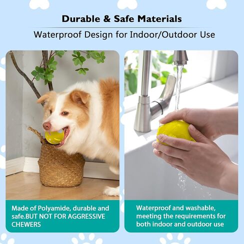 Dog Balls,The 3rd Generation Interactive Toys for Puppy/Small/Medium/Large Dogs,Improved Dog Rolling Effect Tennis Ball with Strap, Tough Motion Activated Automatic Moving Dog Ball Toys in Saudi Arabia