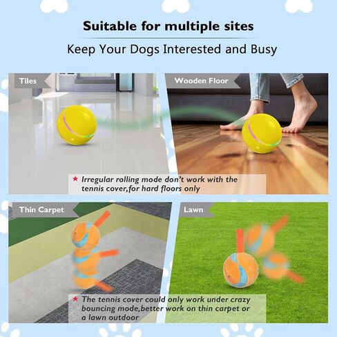 Dog Balls,The 3rd Generation Interactive Toys for Puppy/Small/Medium/Large Dogs,Improved Dog Rolling Effect Tennis Ball with Strap, Tough Motion Activated Automatic Moving Dog Ball Toys in Saudi Arabia