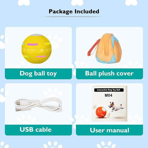 Dog Balls,The 3rd Generation Interactive Toys for Puppy/Small/Medium/Large Dogs,Improved Dog Rolling Effect Tennis Ball with Strap, Tough Motion Activated Automatic Moving Dog Ball Toys in Saudi Arabia