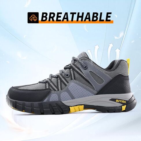 Steel Toe Shoes for Men,Non Slip Lightweight Work Shoes,Construction Industrial Work Boots,Comfortable Breathable Safety Steel Toe Sneakers for Men. in Saudi Arabia
