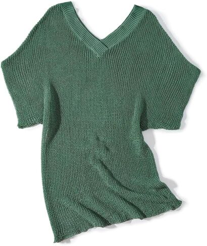 Beach Vacation Clothes for Women Summer Tops Half Sleeve Oversized Crochet Sweater Women's Tops Womens Cover ups in Kuwait