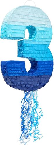 BLUE PANDA Number 1 Pull String Pinata for Boys, 1st Birthday Party Decorations, Ombre Blue (16.5 x 11.5 x 3 In) in Saudi Arabia