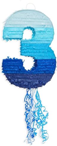 BLUE PANDA Number 1 Pull String Pinata for Boys, 1st Birthday Party Decorations, Ombre Blue (16.5 x 11.5 x 3 In) in Saudi Arabia