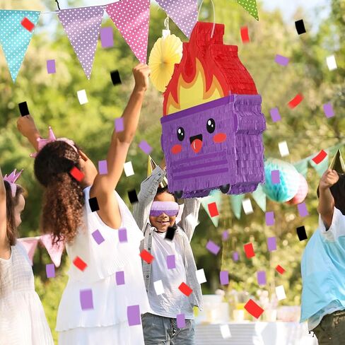 Poen Dumpster on Fire Piñata with Blindfold Bat and Confetti Funny Piñatas for Christmas Carnival Birthday Party Decoration Photo Prop Candy Holder Supplies, 15.75 x 12.6 Inch(Green) in Saudi Arabia