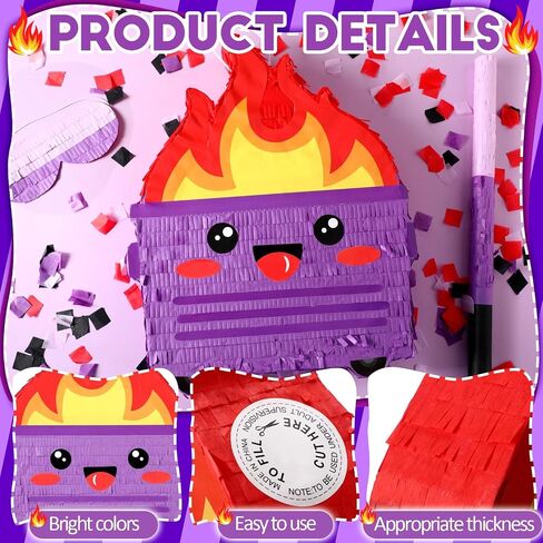 Poen Dumpster on Fire Piñata with Blindfold Bat and Confetti Funny Piñatas for Christmas Carnival Birthday Party Decoration Photo Prop Candy Holder Supplies, 15.75 x 12.6 Inch(Green) in Saudi Arabia