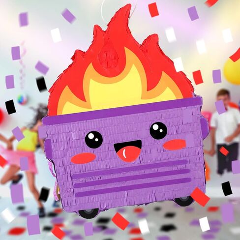 Poen Dumpster on Fire Piñata with Blindfold Bat and Confetti Funny Piñatas for Christmas Carnival Birthday Party Decoration Photo Prop Candy Holder Supplies, 15.75 x 12.6 Inch(Green) in Saudi Arabia