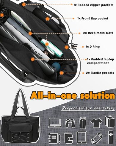 حقيبة حمل فائدة مع سحاب وجيوب للنساء حقائب فائدة كبيرة مع مقصورة الكمبيوتر المحمول in Kuwait