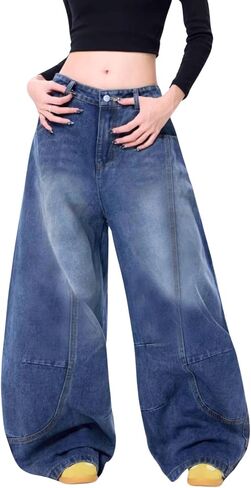Baggy Jeans for Woman Men Loose Barrel Jeans High Waisted Wide Leg Pants Vintage Casual Trendy Denim Pants in Saudi Arabia