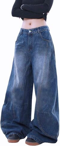Baggy Jeans for Woman Men Loose Barrel Jeans High Waisted Wide Leg Pants Vintage Casual Trendy Denim Pants in Saudi Arabia