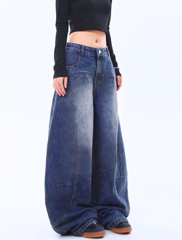 Baggy Jeans for Woman Men Loose Barrel Jeans High Waisted Wide Leg Pants Vintage Casual Trendy Denim Pants in Saudi Arabia