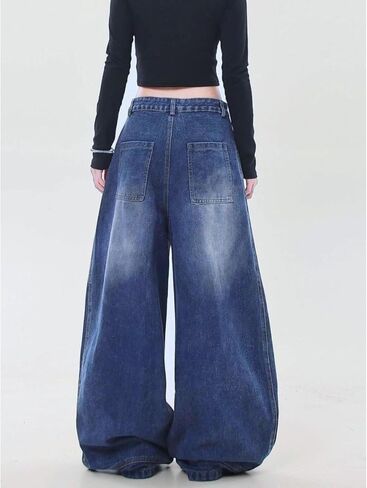 Baggy Jeans for Woman Men Loose Barrel Jeans High Waisted Wide Leg Pants Vintage Casual Trendy Denim Pants in Saudi Arabia