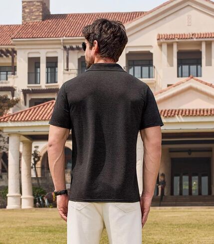Lexiart Men's Cool Feeling Athletic Golf Polo Shirt Short Sleeve Performance Moisture Wicking Collared Tops in Saudi Arabia