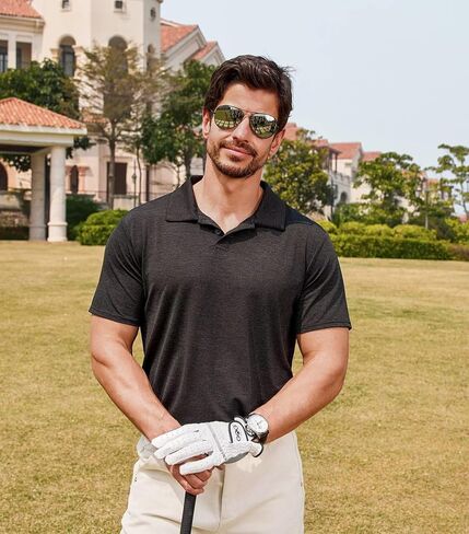 Lexiart Men's Cool Feeling Athletic Golf Polo Shirt Short Sleeve Performance Moisture Wicking Collared Tops in Saudi Arabia