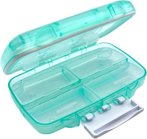 EZY DOSE Moisture-Proof Pill Case, Medicine Planner, Vitamin Organizer Box, Travel-Friendly, Latch-Closure to Secure Contents, 7 Individual Compartments Multiple Sizes with Tight Seal, Medium, Green in Saudi Arabia