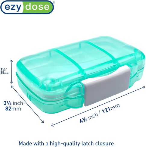 EZY DOSE Moisture-Proof Pill Case, Medicine Planner, Vitamin Organizer Box, Travel-Friendly, Latch-Closure to Secure Contents, 7 Individual Compartments Multiple Sizes with Tight Seal, Medium, Green in Saudi Arabia