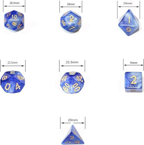 SmartDealsPro 6 x 7 Sets (42 pcs) Glitter Polyhedral Dice Sets with Pouches for DND RPG MTG Dungeon and Dragons Table Board Roll Playing Games D4 D8 D10 D12 D20 (6 Sets) in Kuwait